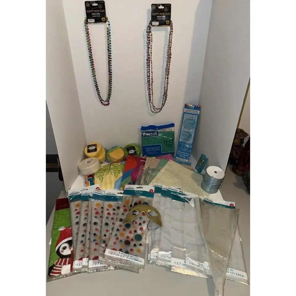 Celebrate PILE! Craft Supplies Lot Treat Bags Beads Mask Ribbon Decorations